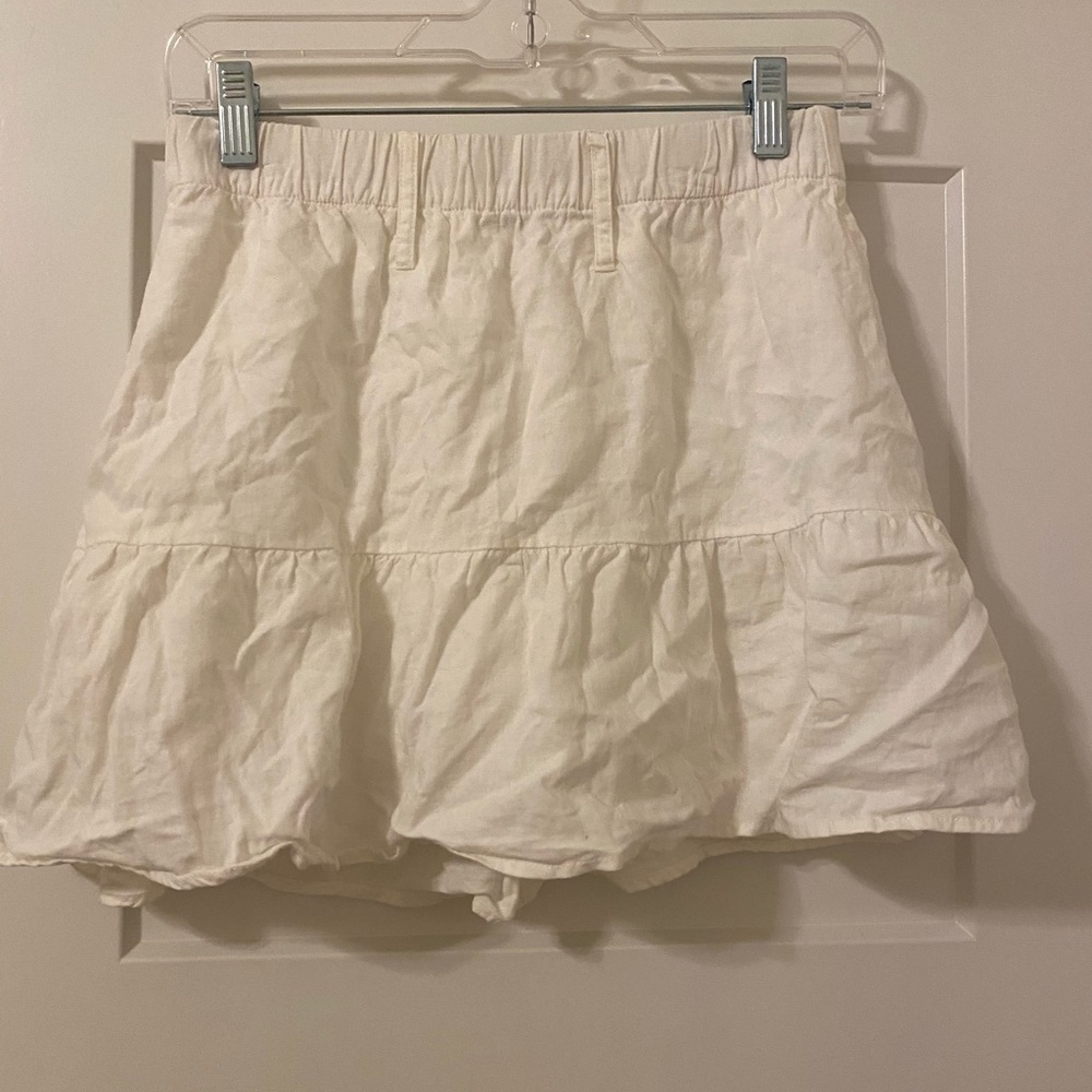 Mumu Fiona White Linen Blend Mini Skirt
